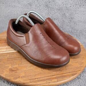 SAS Womens Viva Loafer Size 9.5 WW Slip On Shoe Brown Leather Shootie Comfy USA